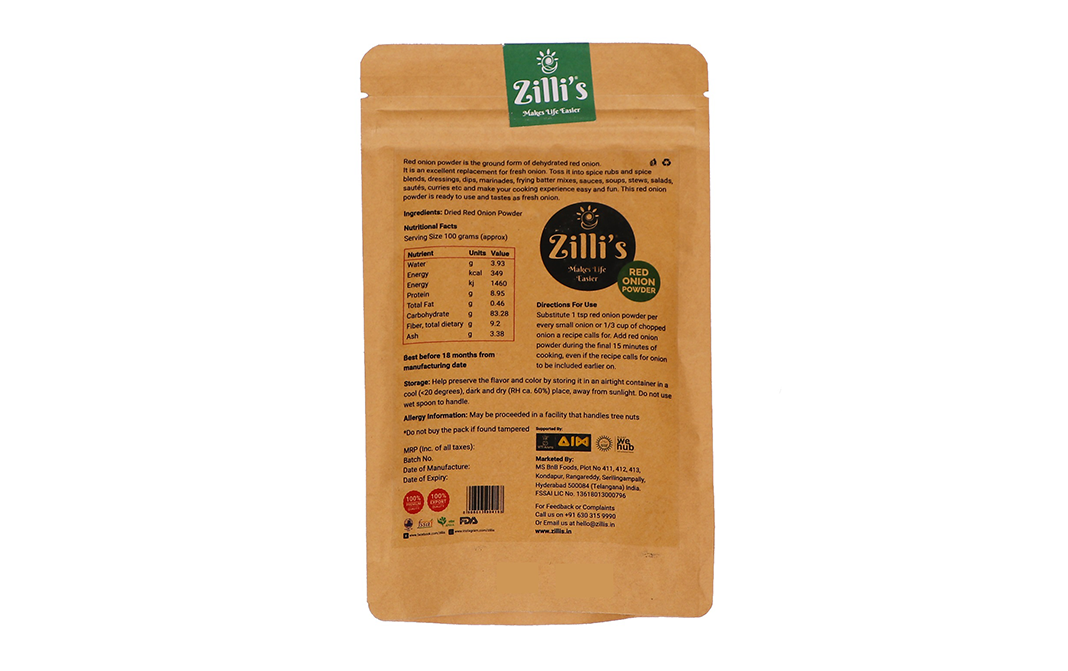 Zilli's Red Onion Powder    Pack  100 grams